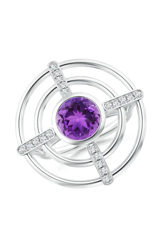 Infinity Concentric Circle 14K Gold and Amethyst Ring sold by Natori