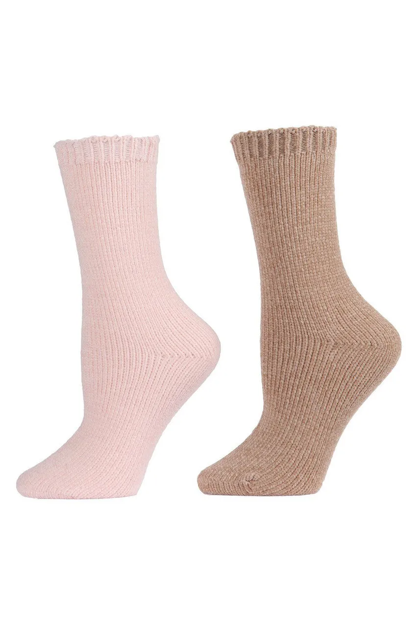 Chenille Solid Crew Socks - 2 Pair Pack sold by Natori