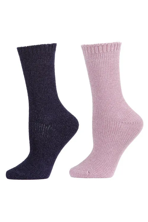 Chenille Solid Crew Socks - 2 Pair Pack sold by Natori