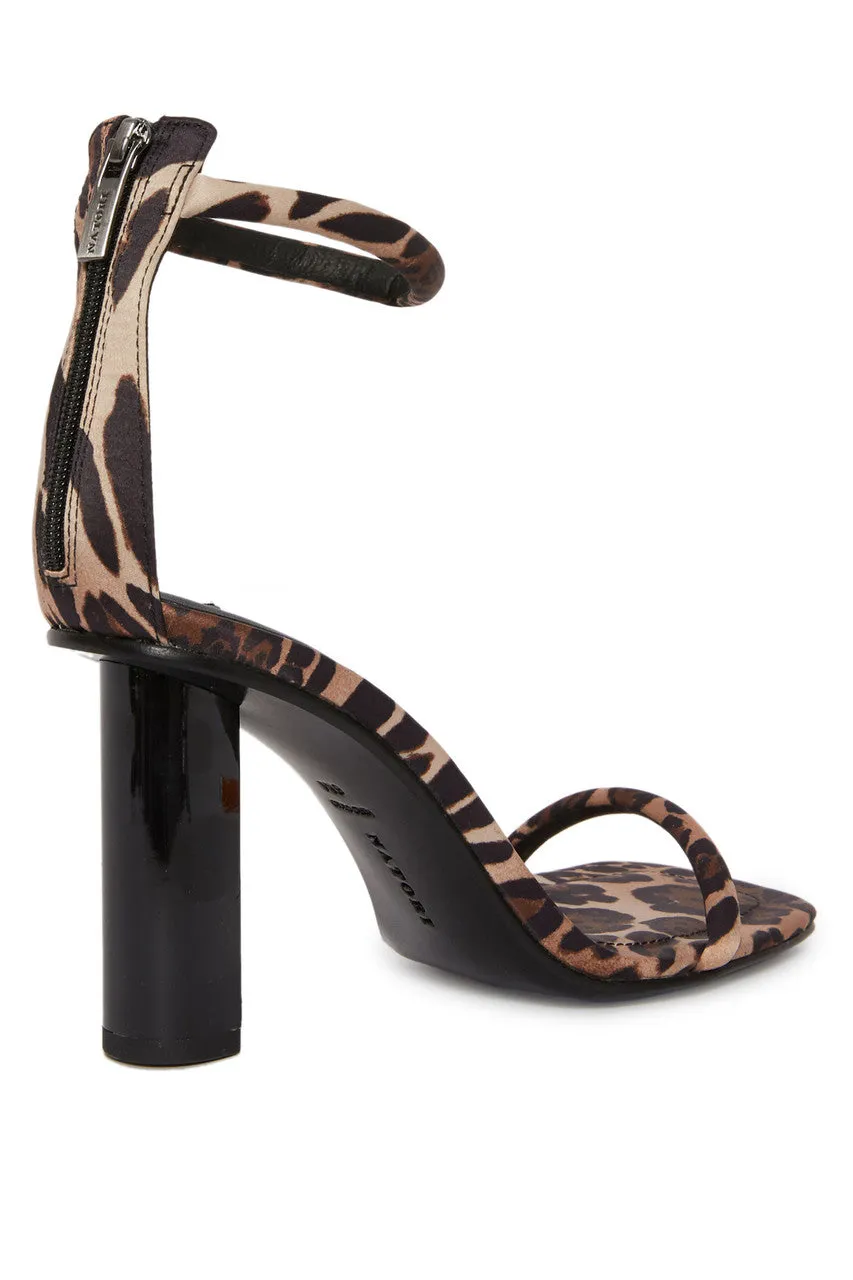 Glow Luxe Leopard Satin Block Heel Sandal - chestnut sold by Natori product image thumbnail 2