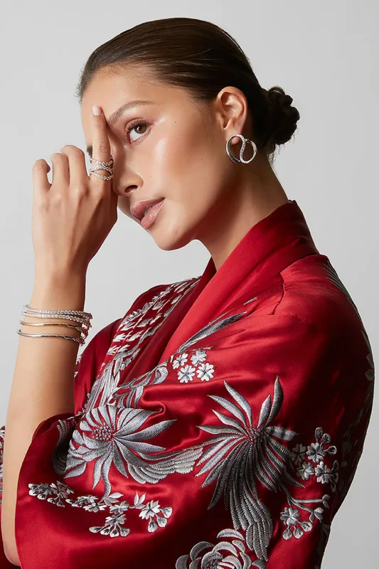 Shangri-La Brushstroke 14K Gold and Diamond Full Bracelet sold by Natori