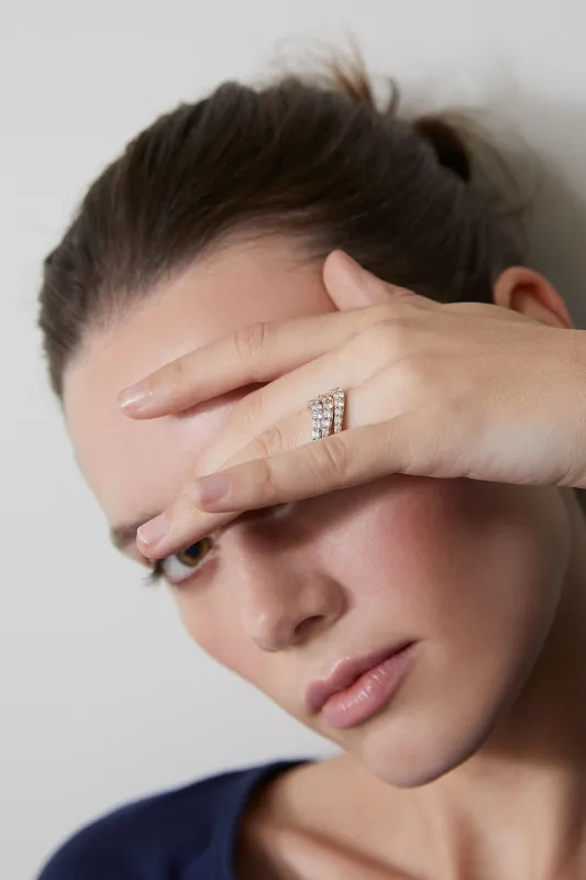 Shangri-La Brushstroke 14K Gold and Diamond Half Eternity Stacking Ring sold by Natori