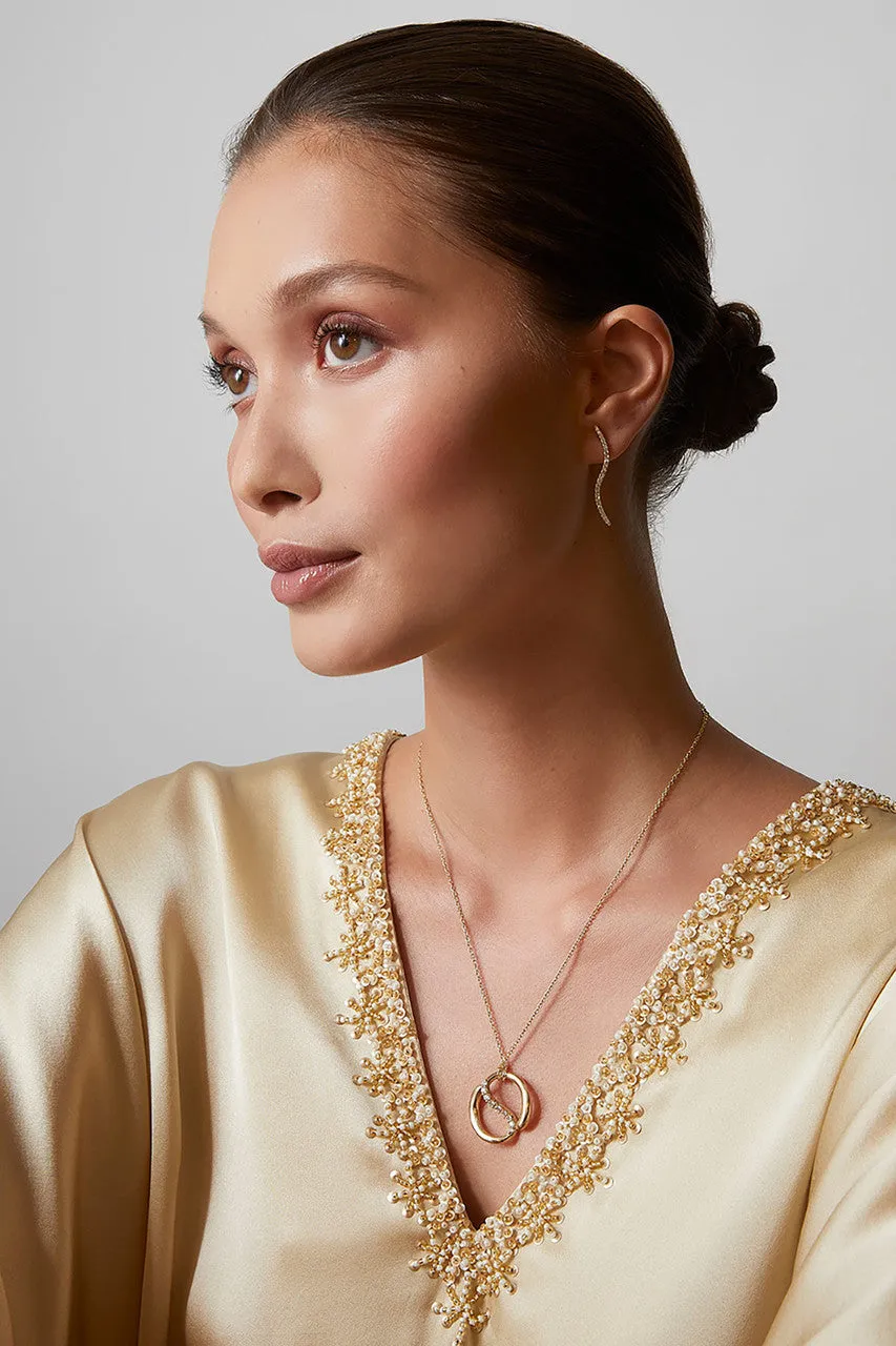 Shangri-La Yin-Yang 14K Gold and Diamond Knot Chain Pendant Necklace sold by Natori