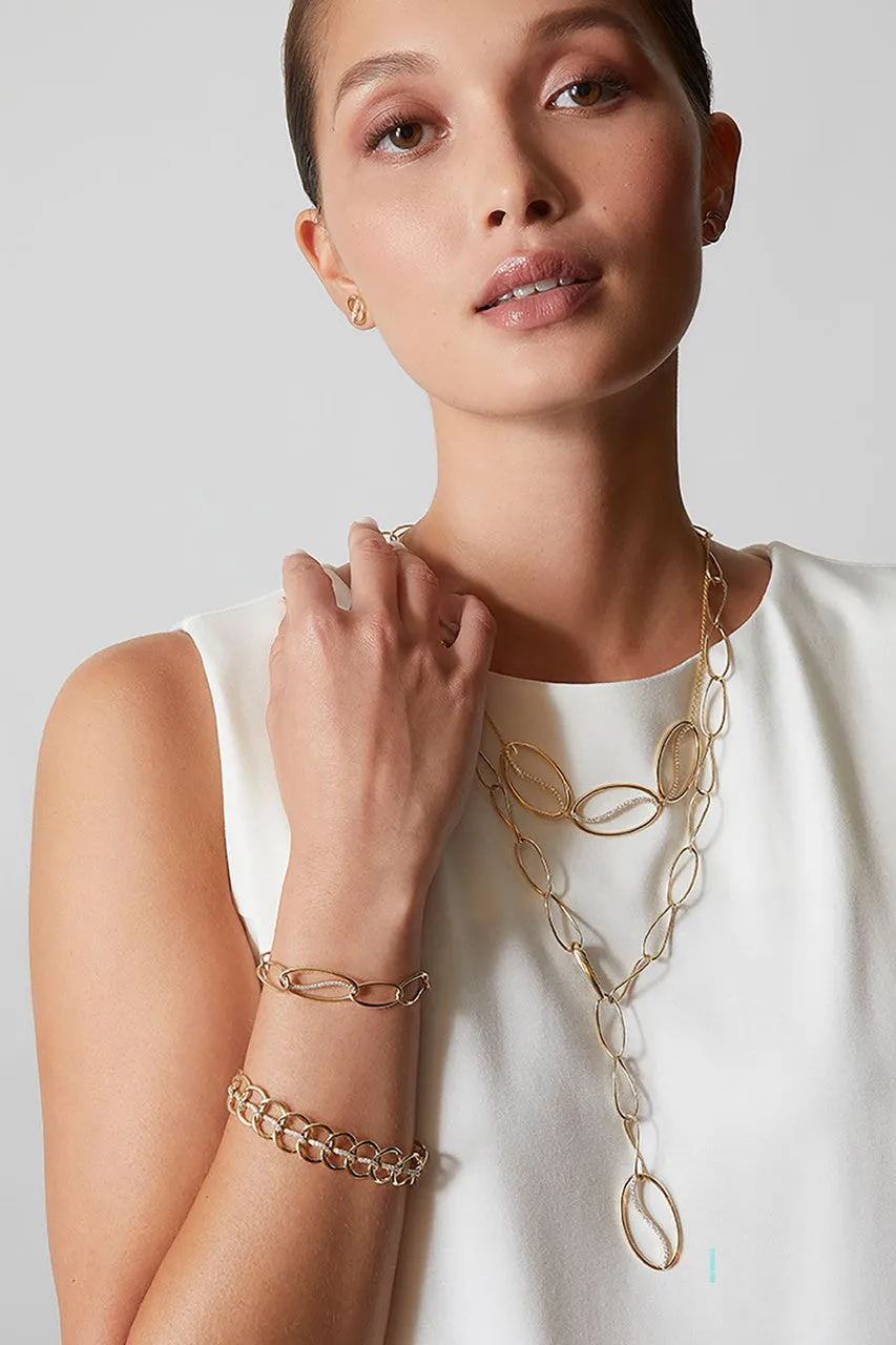 Shangri-La Elliptical Yin-Yang 14K Gold and Diamond Trio Necklace sold by Natori