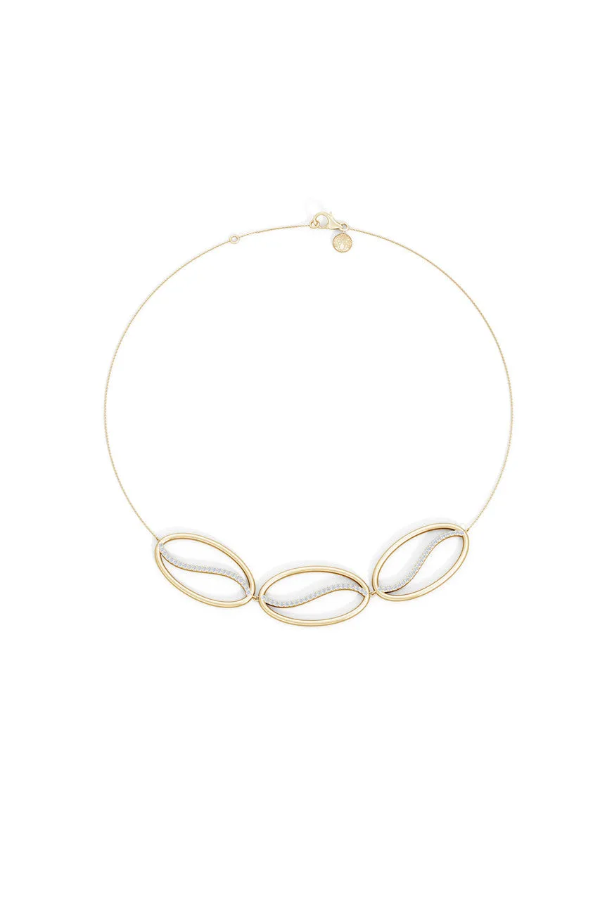 Shangri-La Elliptical Yin-Yang 14K Gold and Diamond Trio Necklace sold by Natori product image thumbnail 3