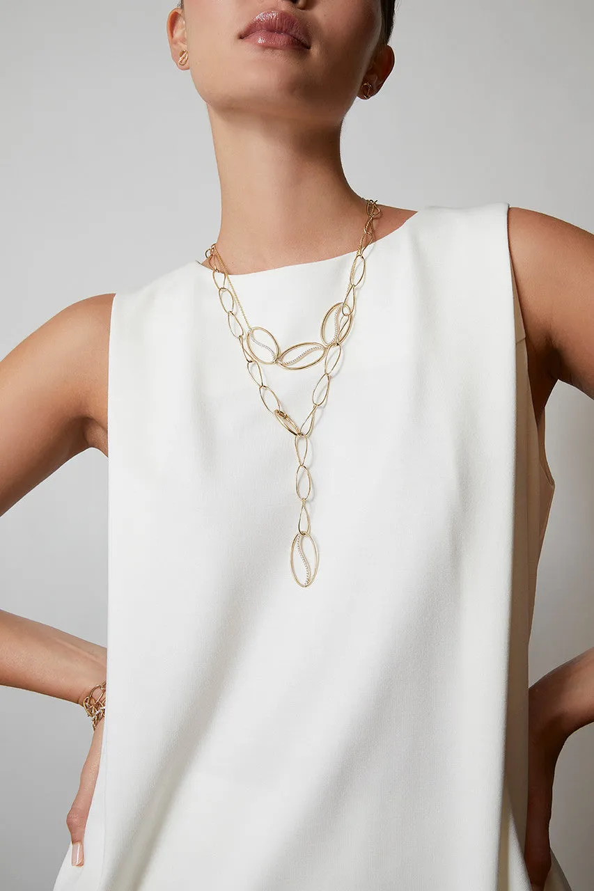 Shangri-La Elliptical Yin-Yang 14K Gold and Diamond Y Necklace sold by Natori