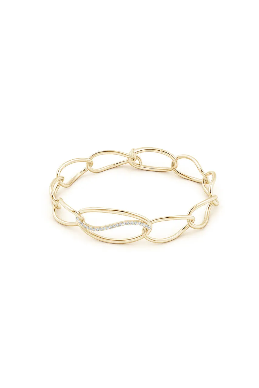 Shangri-La Elliptical Yin-Yang 14K Gold and Diamond Link Bracelet sold by Natori product image thumbnail 3