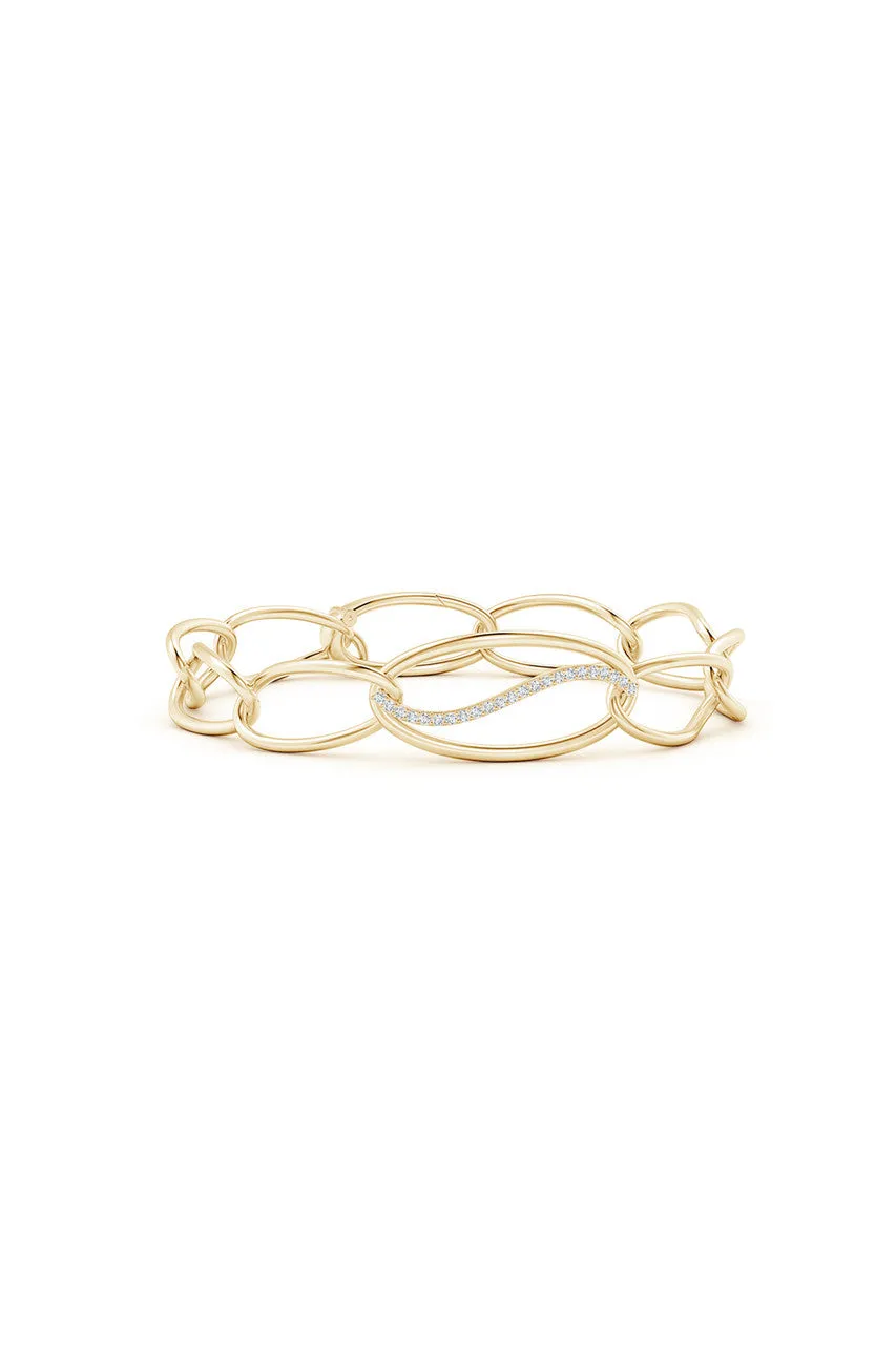 Shangri-La Elliptical Yin-Yang 14K Gold and Diamond Link Bracelet sold by Natori product image thumbnail 2