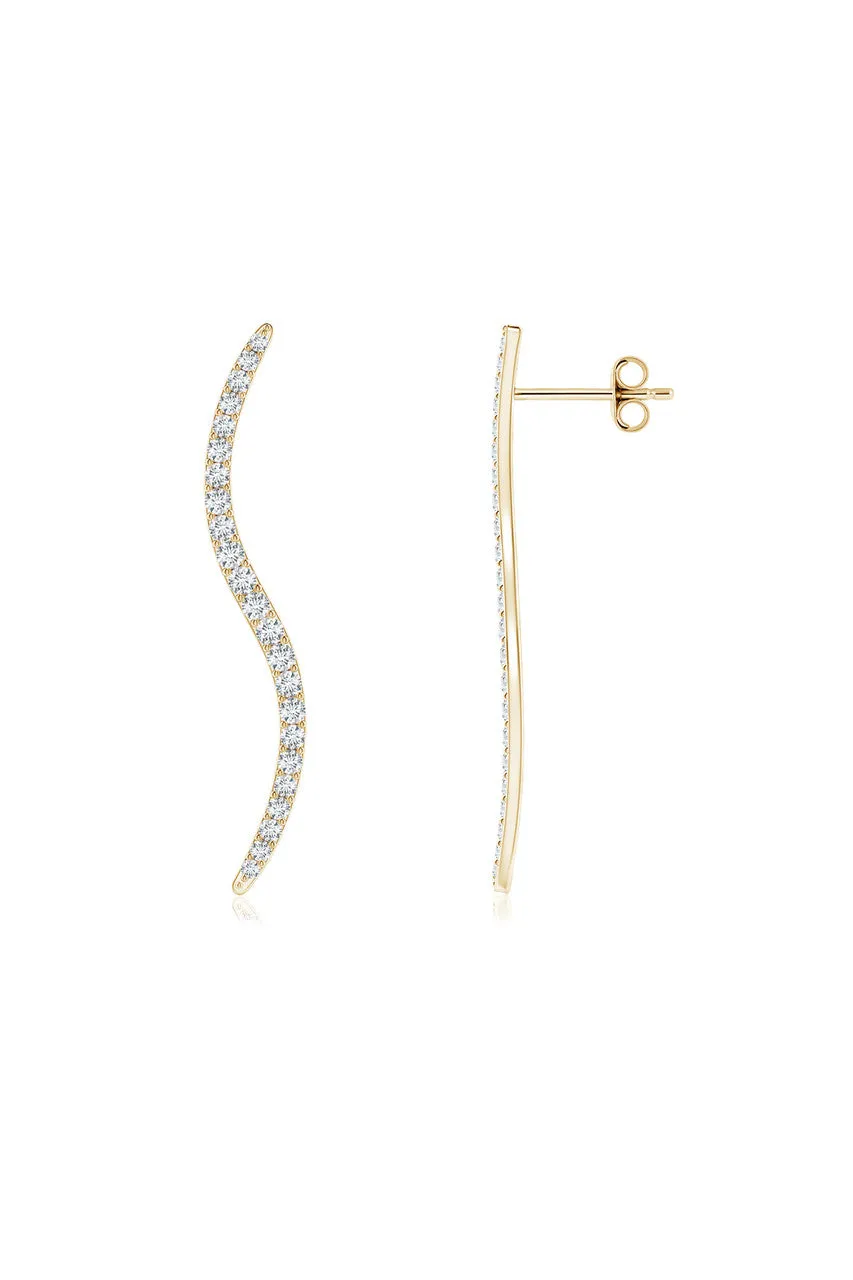 Shangri-La Brushstroke 14k Gold and Diamond Medium Stud Earrings sold by Natori product image thumbnail 2