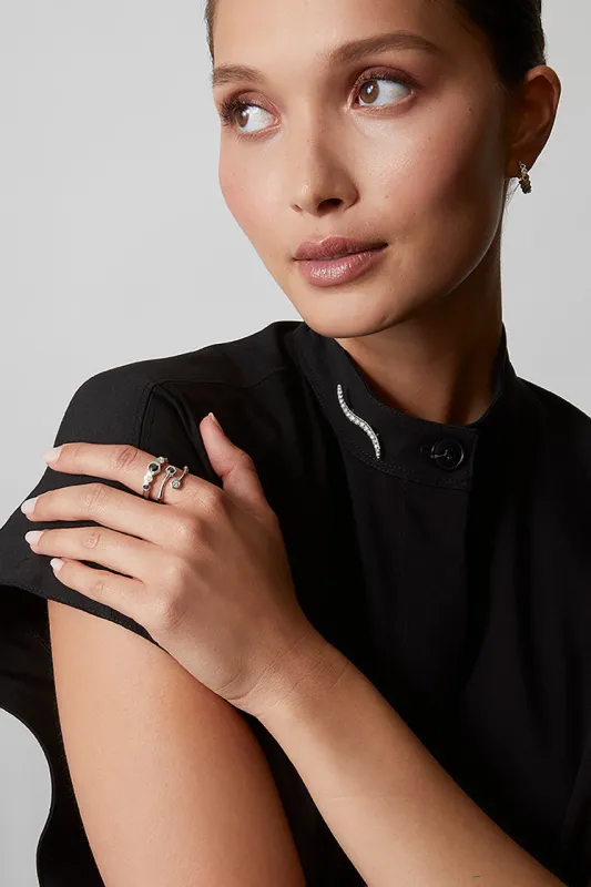 Shangri-La Brushstroke 14k Gold and Diamond Brooch sold by Natori