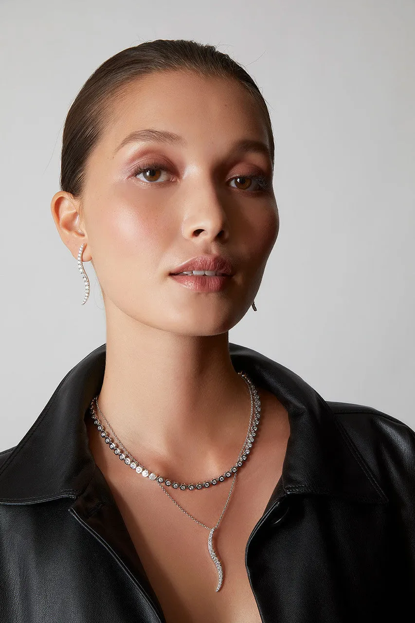 Shangri-La Brushstroke 14k Gold and Diamond Medium Pendant Necklace sold by Natori