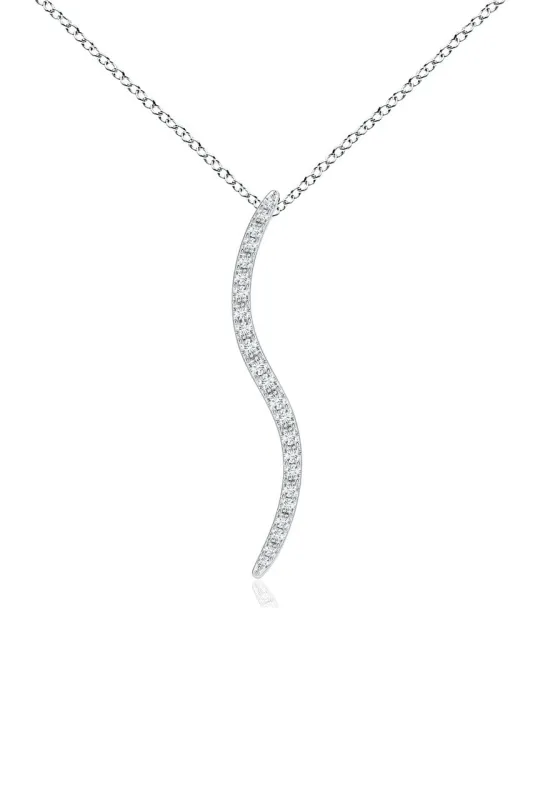 Shangri-La Brushstroke 14k Gold and Diamond Medium Pendant Necklace sold by Natori