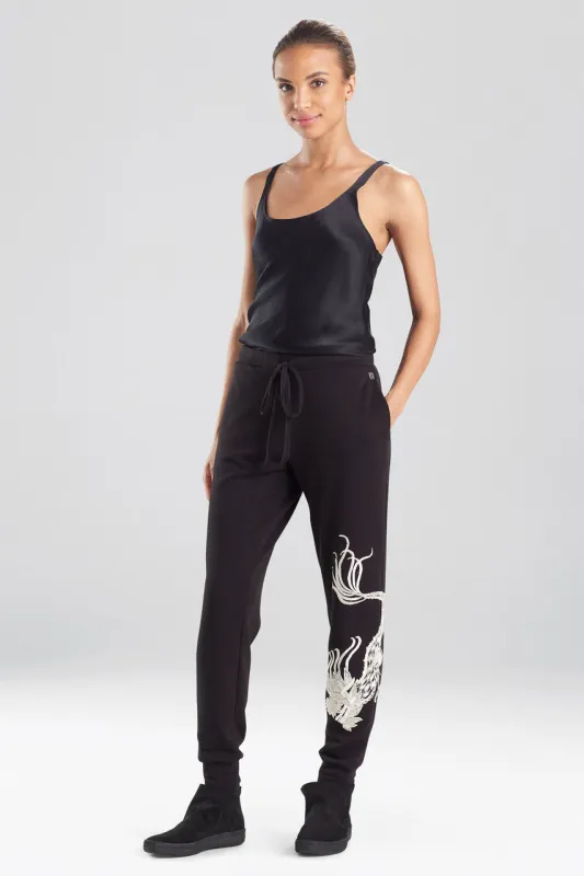 Cocoon Dragon Embroidered Jogger Pants sold by Natori