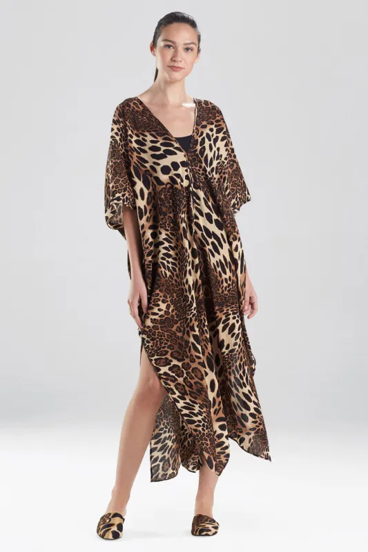 Luxe Leopard Cotton Gauze Caftan Cover-Up made by Natori