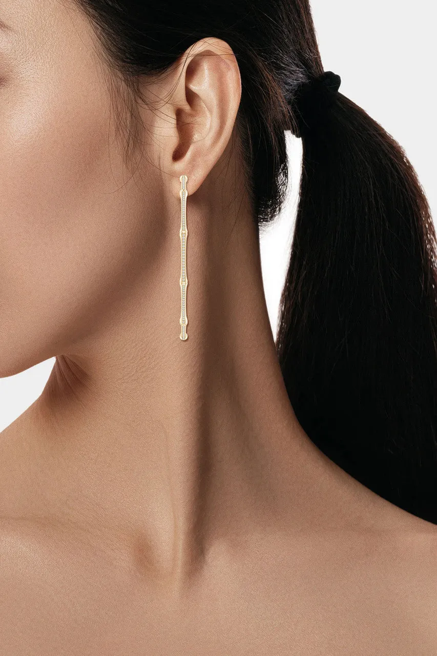 Indochine 14k Pave Diamond 2.75 Inch Bamboo Hoops sold by Natori product image thumbnail 4