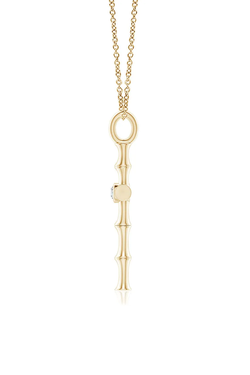 Indochine Spirit 14k Bamboo Cross Diamond Pendant Necklace sold by Natori product image thumbnail 4