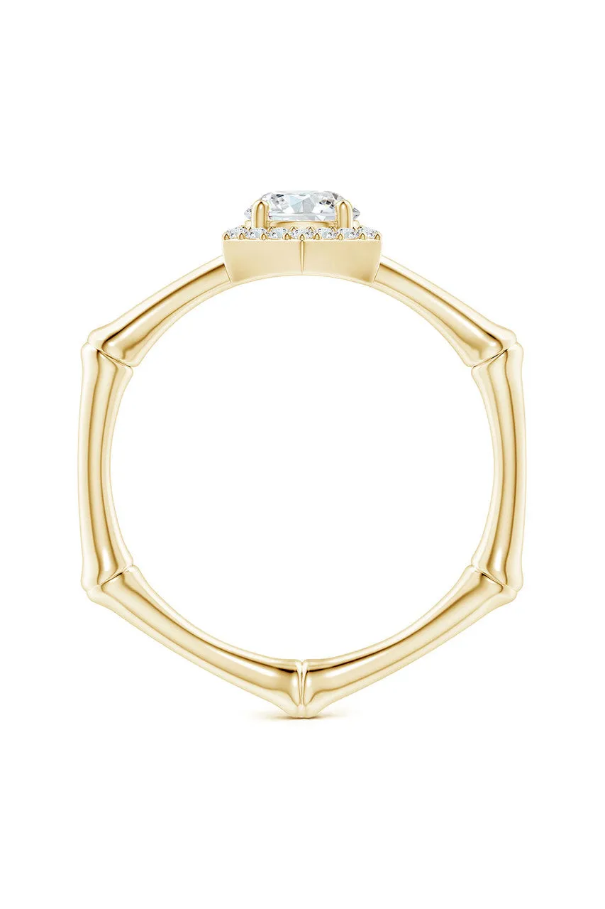 Indochine 14k Hexagon Diamond Pave Halo Bamboo Ring sold by Natori product image thumbnail 4