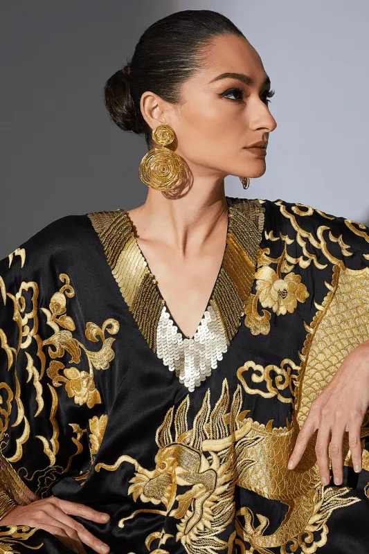 Couture Embroidered Dragon Caftan sold by Natori