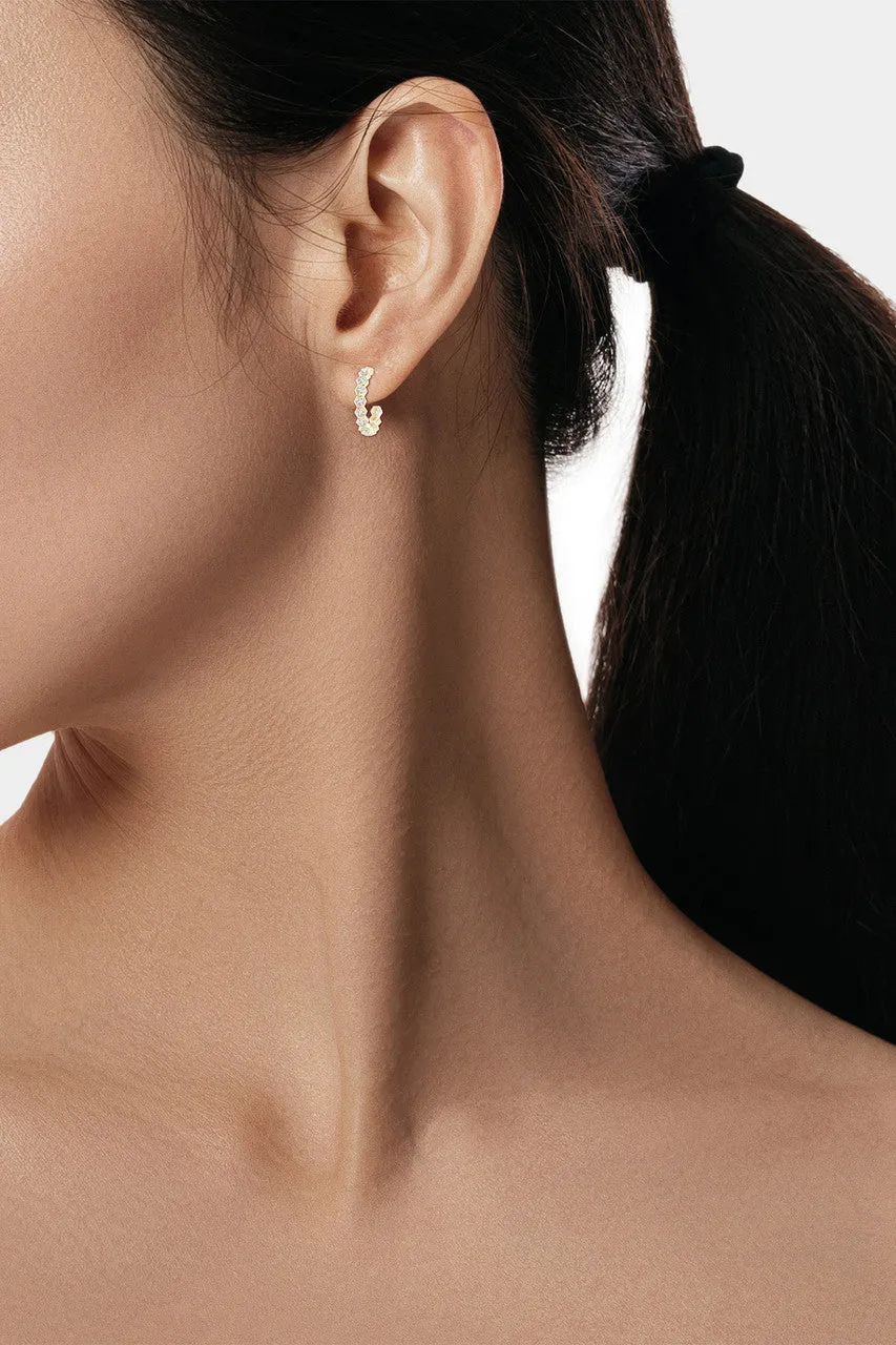 Indochine 14k Small Stacked Hexagon Diamond J-Hoop Earrings sold by Natori product image thumbnail 4