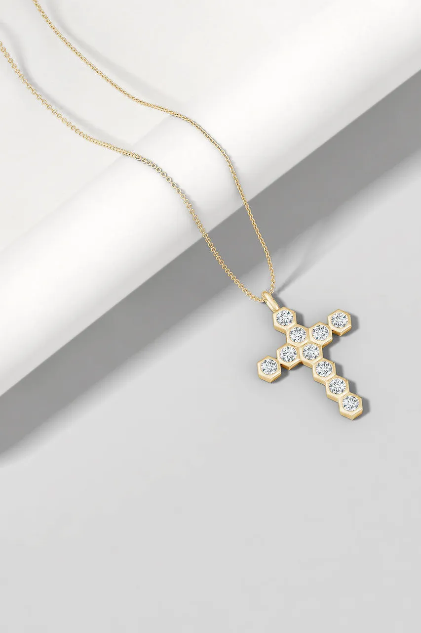 Indochine 14k Hexagon Diamond Cross Pendant Necklace sold by Natori product image thumbnail 4