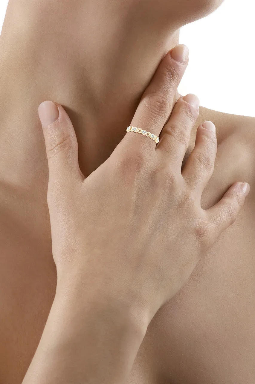 Indochine 14k Hexagon Alternating 5-Diamond Ring sold by Natori product image thumbnail 5