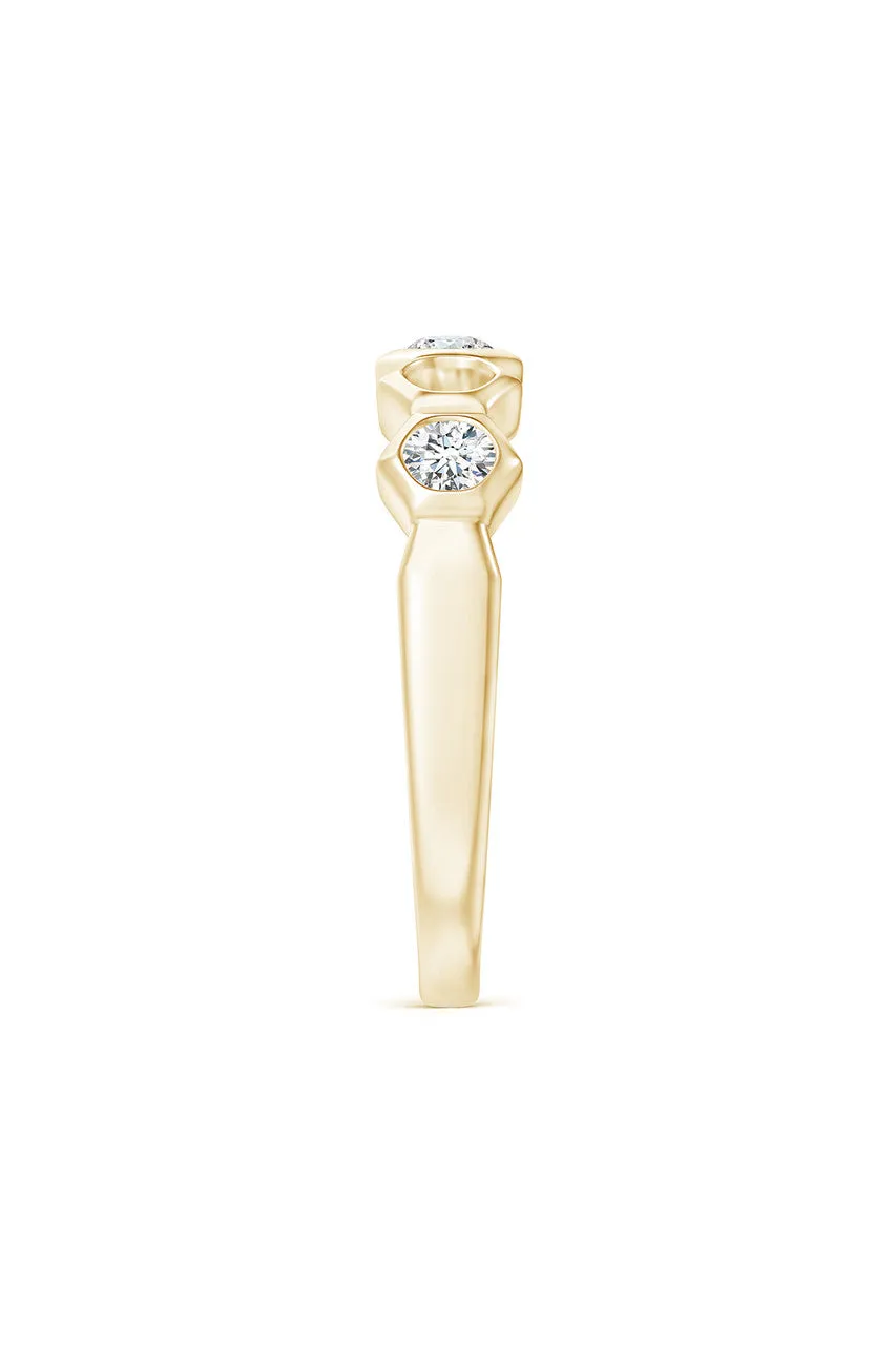 Indochine 14k Hexagon Alternating 3-Diamond Ring sold by Natori product image thumbnail 3