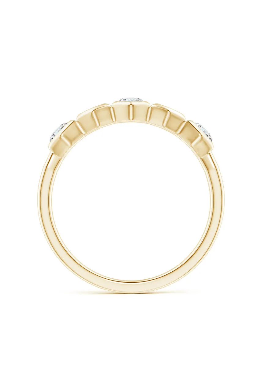 Indochine 14k Hexagon Alternating 3-Diamond Ring sold by Natori product image thumbnail 4