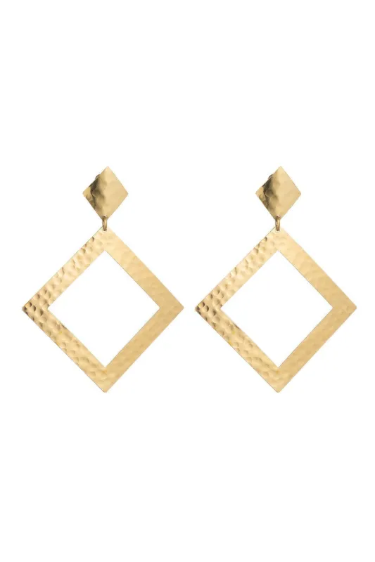 Gold Plated Brass Diamond Shape Clip Earrings sold by Natori