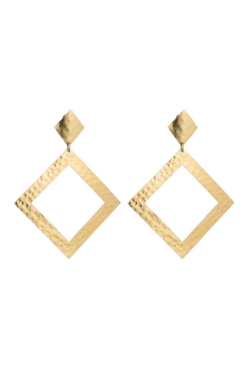 Gold Plated Brass Diamond Shape Clip Earrings sold by Natori
