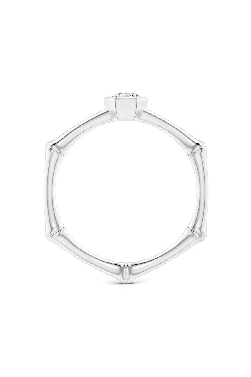 Indochine 14k Hex Frame Diamond Solitaire Bamboo Ring sold by Natori product image thumbnail 3