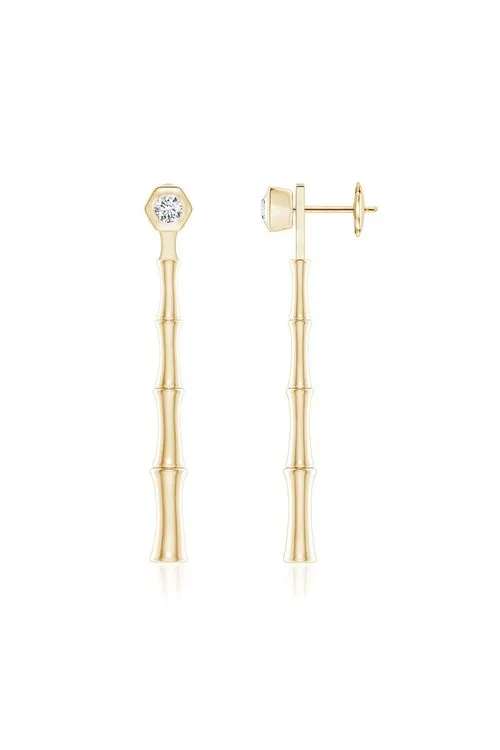 Indochine Bamboo 14k Diamond Multi-Wear Linear Earrings sold by Natori product image thumbnail 2