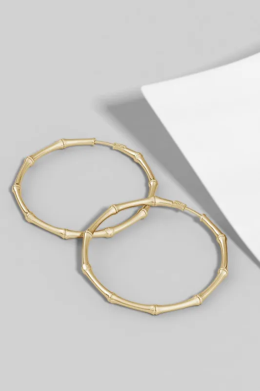 Indochine 14k Medium Bamboo Full Circle Hoop Earrings sold by Natori