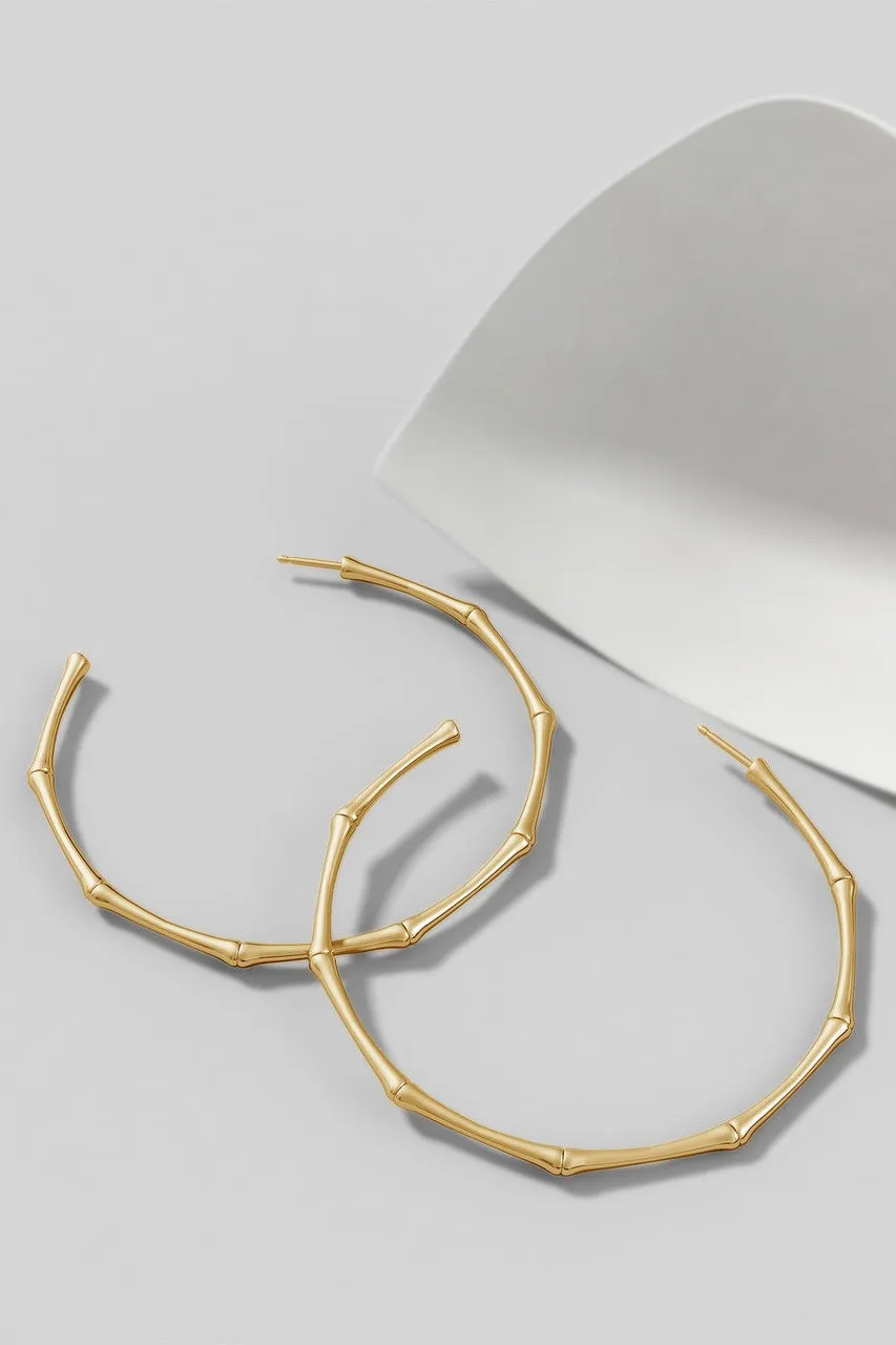 Indochine 14k Large 2.75 Inch Bamboo Hoops sold by Natori