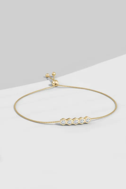Indochine 14k 5-Hexagon Diamond Bar Bolo Bracelet sold by Natori