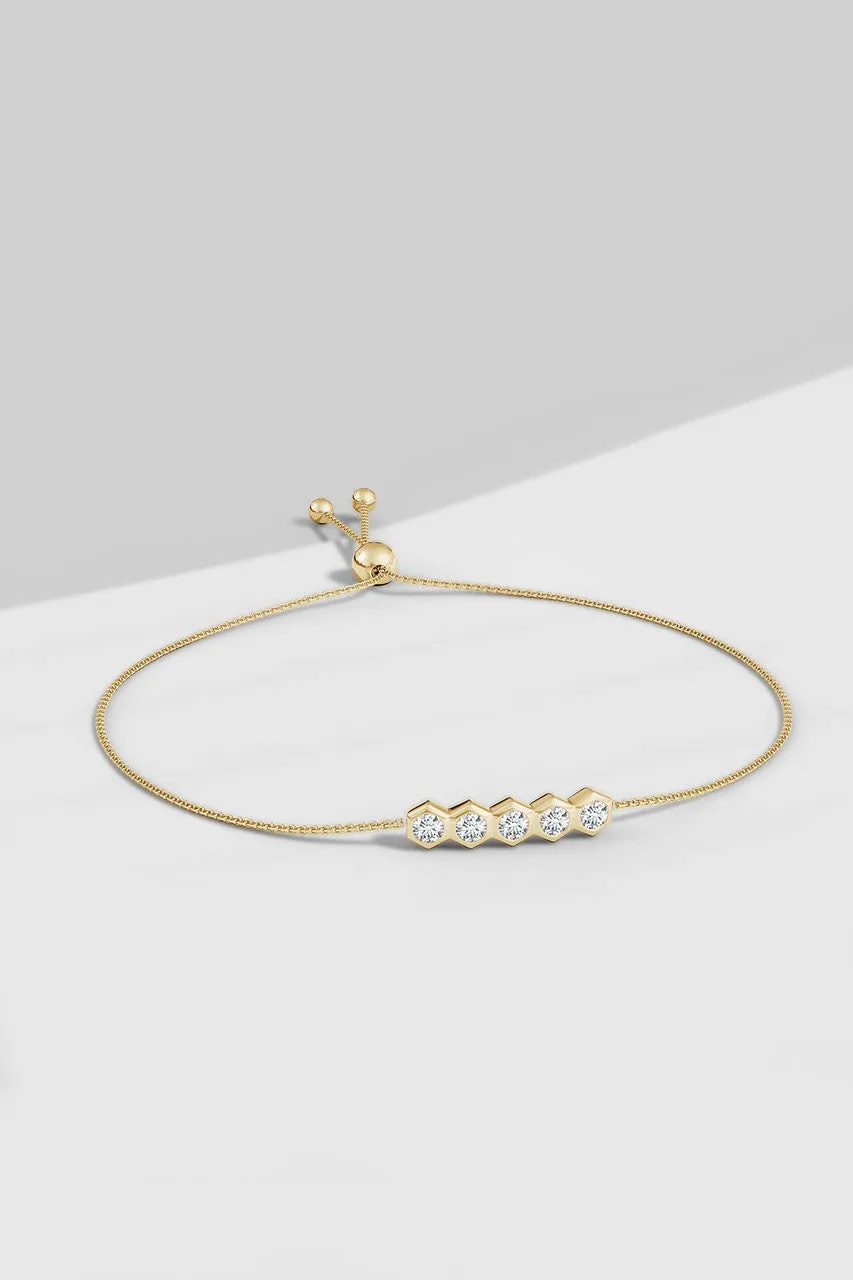 Indochine 14k 5-Hexagon Diamond Bar Bolo Bracelet sold by Natori