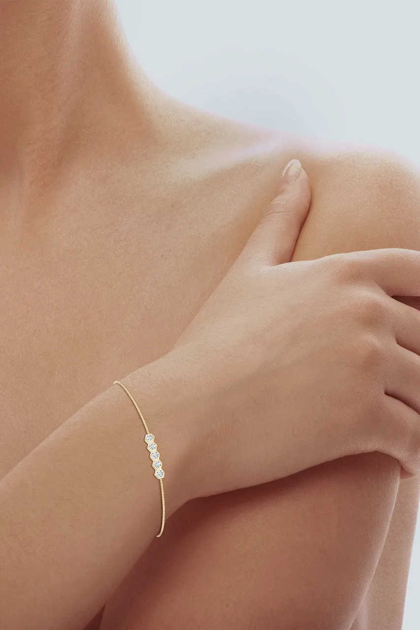 Indochine 14k 5-Hexagon Diamond Bar Bolo Bracelet sold by Natori product image thumbnail 4