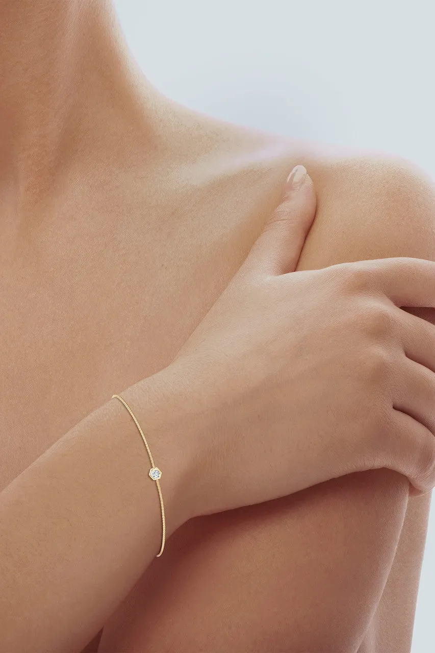 Indochine 14k Hexagon Frame Diamond Solitaire Bolo Bracelet sold by Natori product image thumbnail 4