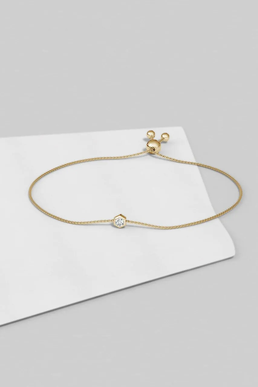 Indochine 14k Hexagon Frame Diamond Solitaire Bolo Bracelet sold by Natori