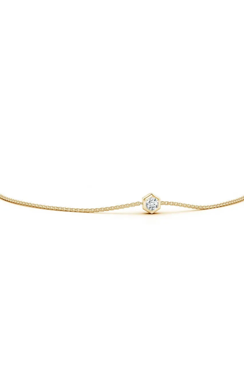 Indochine 14k Hexagon Frame Diamond Solitaire Bolo Bracelet sold by Natori product image thumbnail 3