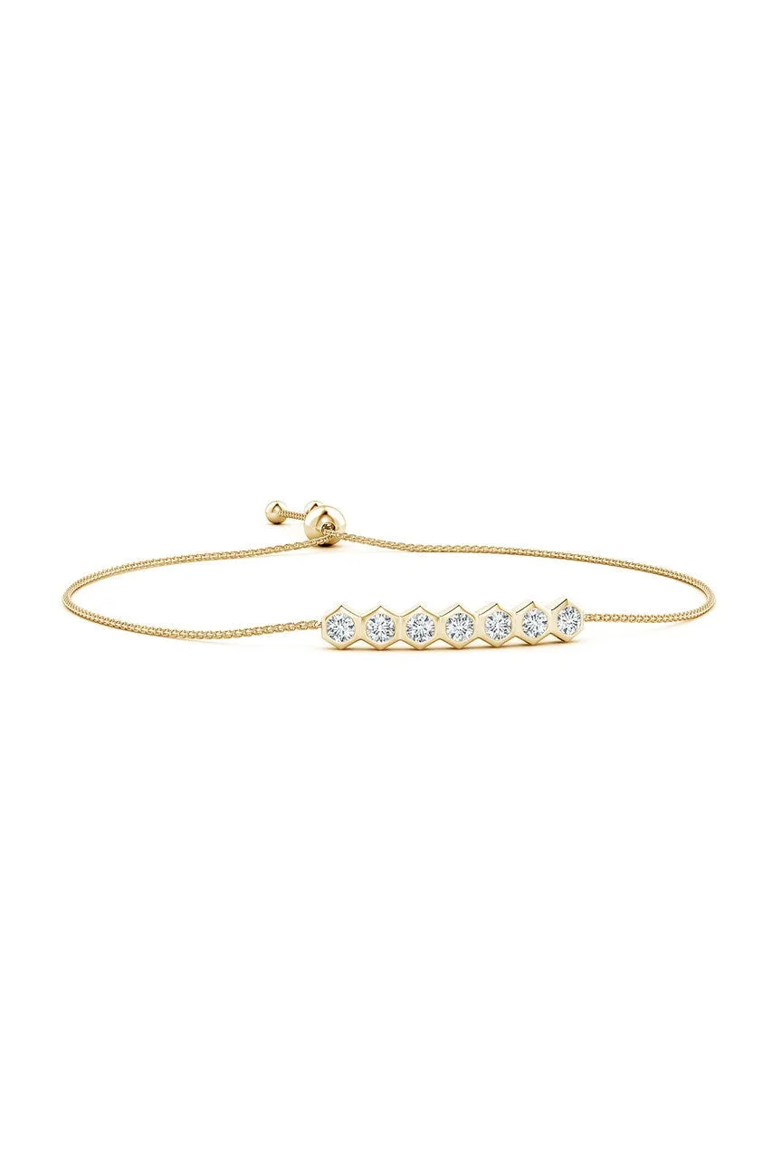 Indochine 14k 7-Hexagon Diamond Bar Bolo Bracelet sold by Natori product image thumbnail 2