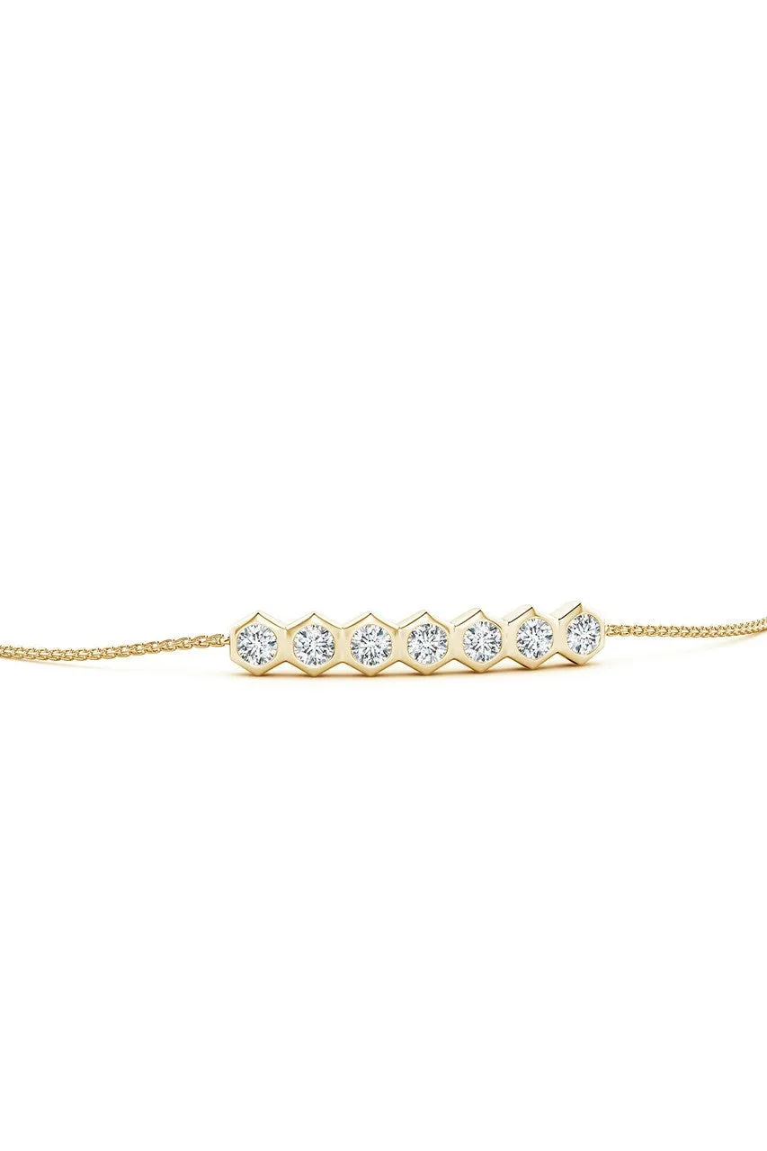 Indochine 14k 7-Hexagon Diamond Bar Bolo Bracelet sold by Natori product image thumbnail 3