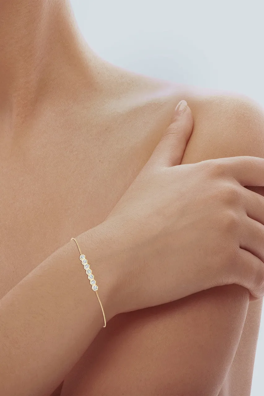 Indochine 14k 7-Hexagon Diamond Bar Bolo Bracelet sold by Natori product image thumbnail 4