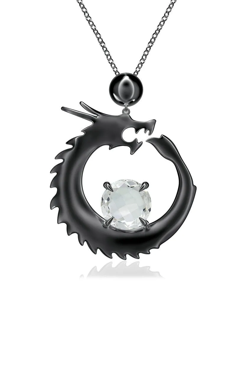 Dragon Midnight Silver & White Topaz Slider Pendant Necklace sold by Natori product image thumbnail 2
