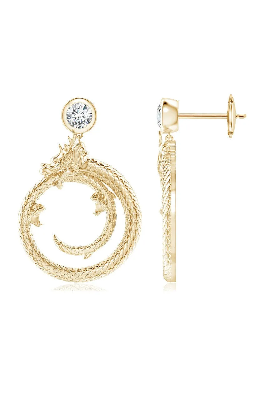 Dragon 14k Yellow Gold Ear Danglers With Diamond sold by Natori product image thumbnail 2