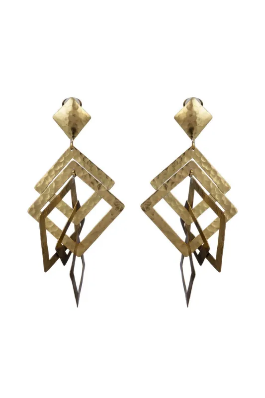 Buffed Brass Square Clip Earrings sold by Natori