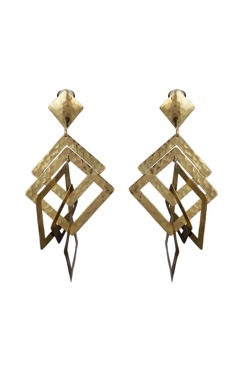 Buffed Brass Square Clip Earrings sold by Natori