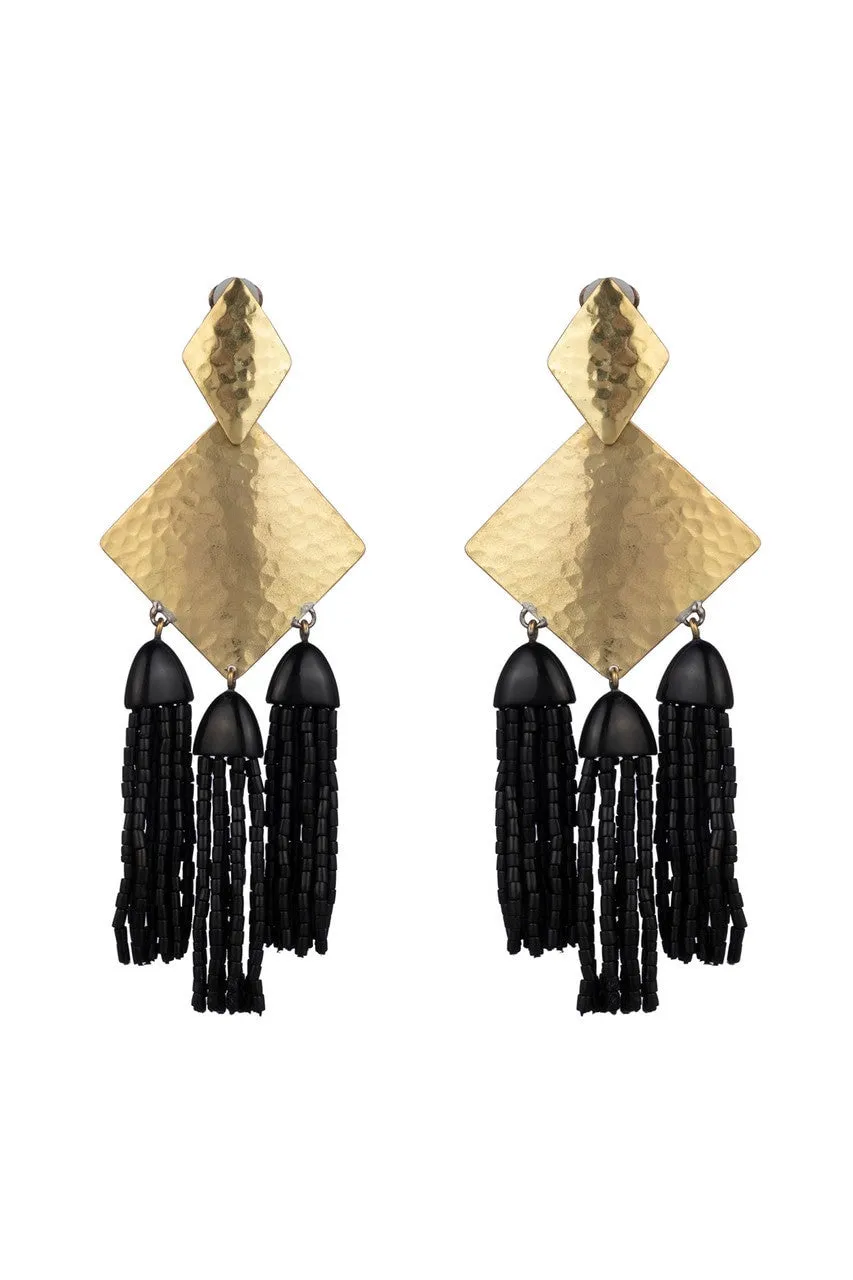 Buffed Brass Fringe Clip Earrings sold by Natori
