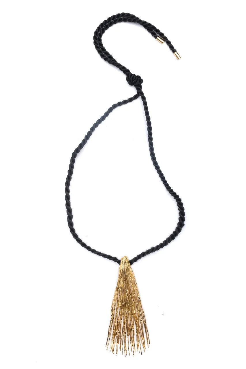 Gold Plated Brass Fringe Necklace sold by Natori