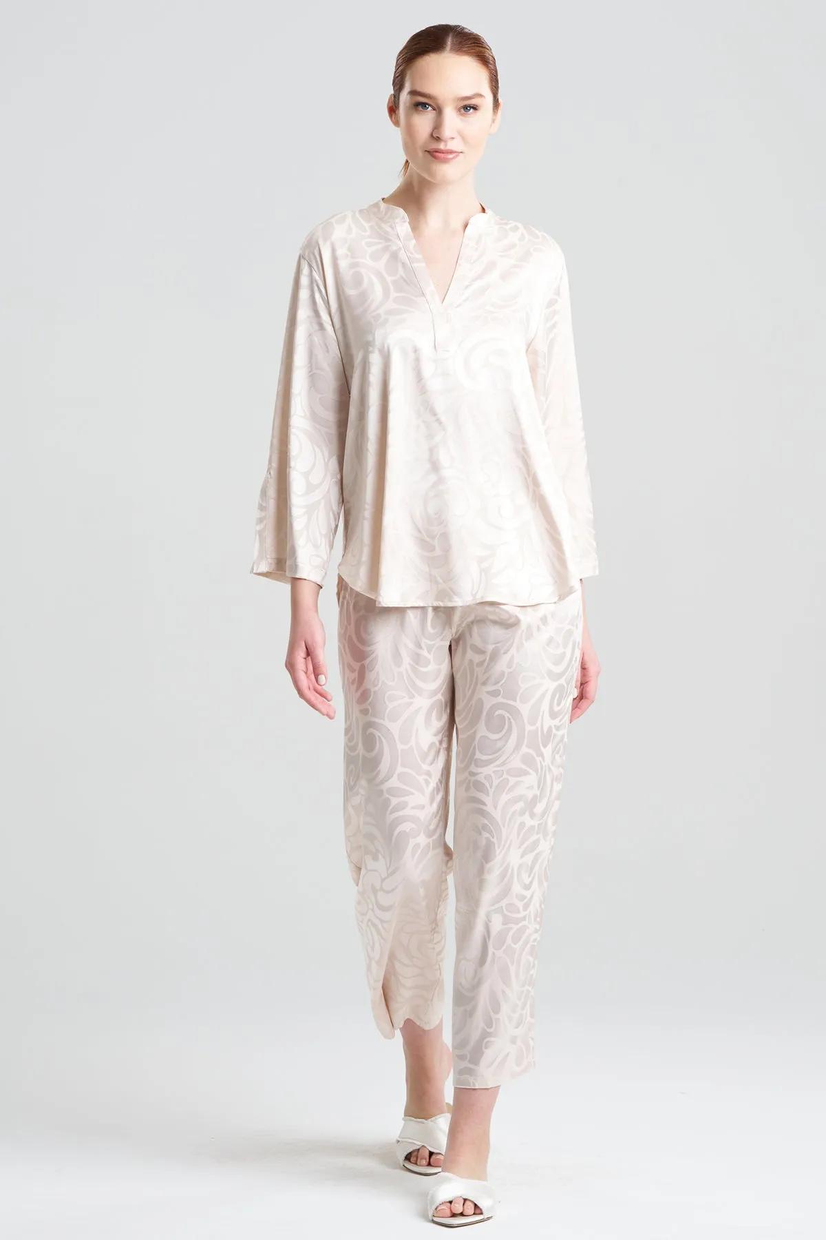 Scroll Satin Jacquard Long Sleeve PJ sold by Natori