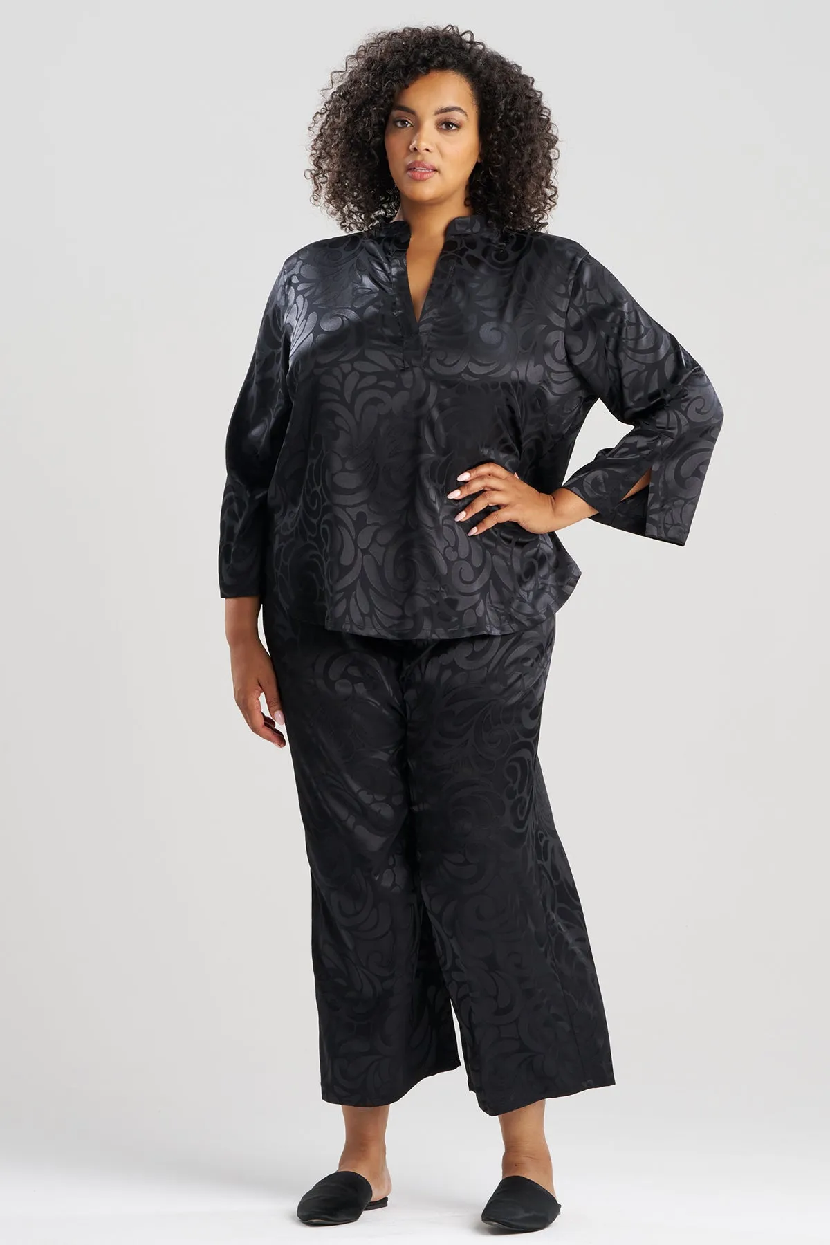 Scroll Satin Jacquard Long Sleeve PJ sold by Natori product image thumbnail 4